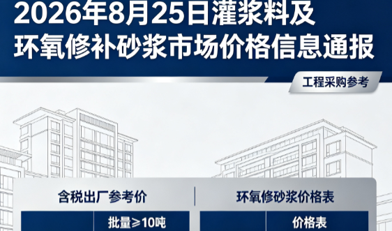 青松路街道2026年8月25日灌浆料及环氧修补砂浆市场价格信息通报